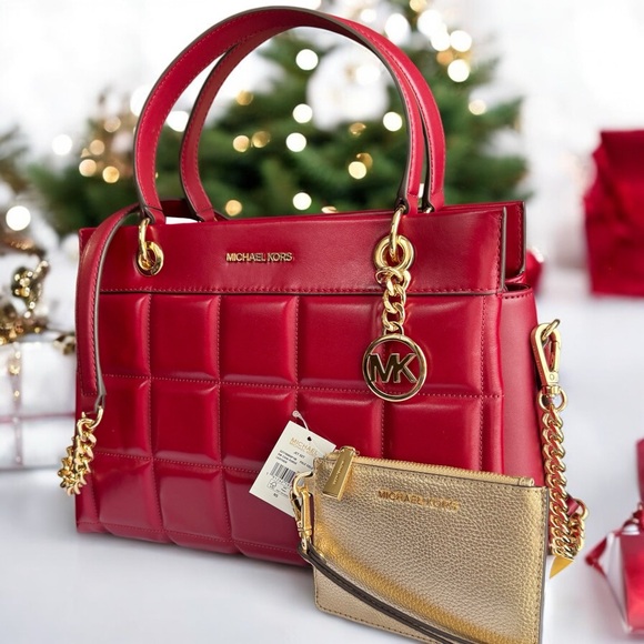 🚫SOLD🚫Michael Kors Susan Medium Quilted Leather Satchel and Metallic Wristlet - Picture 7 of 17